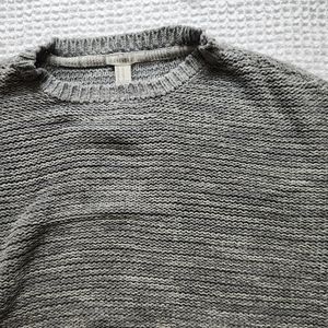 gray white knit sweater